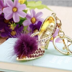 Faux Fur Purple Heel Keychain/Bag Charm